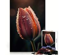 Puzzle da 1000 pezzi con tulipano e rugiada mattutina per adulti, ideale per lo sviluppo cognitivo, un hobby rilassante, pulito e creativo, perfetto come regalo di Natale (50x75cm)
