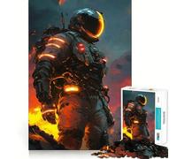 Puzzle da 1000 pezzi con tuta spaziale in un paesaggio infuocato per adolescenti, giocattolo intelligente per momenti di condivisione, taglio preciso, pezzo da collezione artistico 50x75cm