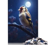 Puzzle da 1000 pezzi con uccelli e cardellini al chiaro di luna, per adulti, puzzle per trascorrere del tempo in famiglia, sfida per la mente, 1000 pezzi (38x26 cm)