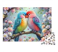 Puzzle da 1000 pezzi con uccellini innamorati colorati, coppia di uccellini su un ramo, gioco educativo per adulti, bellissima decorazione, sfida di alta difficoltà di compleanno. 52x38cm