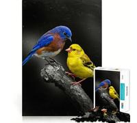 Puzzle da 1000 pezzi con uccellino azzurro e uccellino giallo su un ramo,incastro perfetto,attività di gioco intelligente,divertimento per il tempo libero,regalo di compleanno 38x26cm