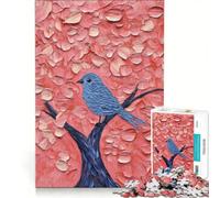 Puzzle da 1000 pezzi con uccellino azzurro su albero rosa, giocattolo fai-da-te, rilassante e stimolante per la mente, compleanno e Natale 50x75cm