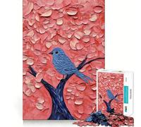 Puzzle da 1000 pezzi con uccellino azzurro su albero rosa,gioco di incastro preciso,stimola la logica,ideale per il tempo libero e come regalo di compleanno 50x75cm