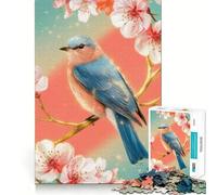 Puzzle da 1000 pezzi con uccellino azzurro su ramo di ciliegio in fiore,taglio perfetto,divertente rompicapo cognitivo,gioco per il tempo libero,regalo artistico di Natale 38x26cm