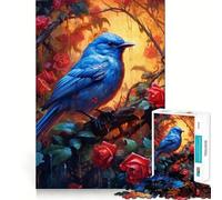 Puzzle da 1000 pezzi con uccellino blu e rosa rossa,incastro perfetto,decorazione,rompicapo,regalo,gioco di pace,opera d'arte natalizia 50x75cm