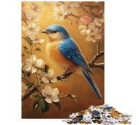 Puzzle da 1000 pezzi con uccellino blu in fiore ideale per ragazzi e famiglie per un divertimento unico e un'interazione genitore-figlio perfetto come regalo di compleanno o di Natale (75x50cm)