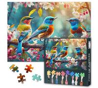 Puzzle da 1000 pezzi con uccello di ciliegio - Uccello canoro nel giardino primaverile Art & Premium Puzzle Board, puzzle naturale stagionale, 70 x 50 cm