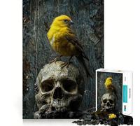 Puzzle da 1000 pezzi con uccello giallo su teschio esercizio mentale divertente,pezzi che si incastrano perfettamente,un modo coinvolgente per passare il tempo libero (38x52cm)