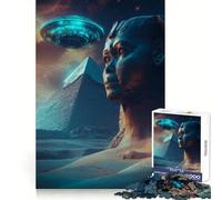 Puzzle da 1000 pezzi con UFO sopra la Sfinge e la Piramide ideale per adolescenti Un'attività che stimola la mente un passatempo piacevole e rilassante Dimensioni compatte Un regalo perfetto (38x26cm)