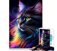 Puzzle da 1000 pezzi con un affascinante gatto nero fantasy,taglio preciso,divertente gioco di abilità mentale,ideale per il tempo libero e le festività (38x52cm)