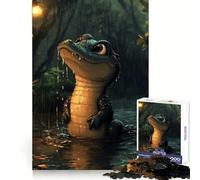 Puzzle da 1000 pezzi con un alligatore dei cartoni animati sotto la pioggia, ideale per ragazzi, stimolante per la logica, antistress e divertente, con incastro perfetto, perfetto come regalo