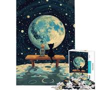 Puzzle da 1000 pezzi con un bambino e un gatto che osservano la Terra Gioco per tutta la famiglia sfida per l'intelligenza e la mente Giocattolo avvincente ottimo regalo per compleanni (50x75cm)