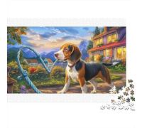 Puzzle da 1000 pezzi con un beagle colorato in un campo di fiori selvatici per adulti, un classico unico ed educativo. Dimensioni: 70x50 cm. Dimensioni: 1000 pezzi.