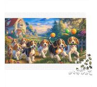 Puzzle da 1000 pezzi con un beagle colorato in un giardino fiorito per adulti, un classico unico ed educativo. Dimensioni: 52x38 cm. Dimensioni: 1000 pezzi.