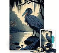 Puzzle da 1000 pezzi con un bellissimo airone dai bordi perfetti Gioco intelligente e stimolante,divertimento con giochi lenti,regalo di compleanno (38x52cm)