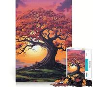 Puzzle da 1000 pezzi con un bellissimo albero al tramonto,decorazione a incastro,gioco per la concentrazione mentale,gioco per momenti di relax,regalo di compleanno (50x75cm)