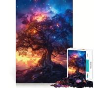 Puzzle da 1000 pezzi con un bellissimo albero e una nebulosa,bordi perfetti,gioco intelligente,sfida,divertimento,gioco lento,regalo di compleanno (38x52cm)