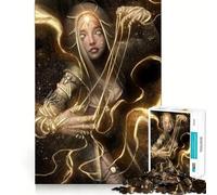 Puzzle da 1000 pezzi con un bellissimo angelo dorato dai bordi perfetti,gioco di abilità mentale,gioco lento,divertente,regalo di compleanno per la mente (38x52cm)