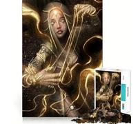 Puzzle da 1000 pezzi con un bellissimo angelo dorato,gioco di precisione e cognitivo,ideale per il tempo libero e come regalo di Natale (50x75cm)