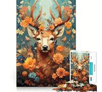 Puzzle da 1000 pezzi con un bellissimo cervo psichedelico,gioco di precisione e cognitivo,ideale per il tempo libero e come regalo di Natale (50x75cm)