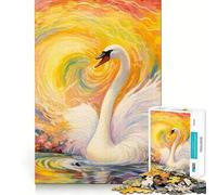 Puzzle da 1000 pezzi con un bellissimo cigno,gioco creativo per stimolare la mente e creare un'atmosfera rilassante,regalo di compleanno (38x26cm)