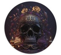 Puzzle da 1000 pezzi con un bellissimo teschio, rotondo, per adulti, gioco interattivo per famiglie, sfida per la mente, giocattolo educativo, 67,5x67,5 cm