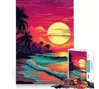 Puzzle da 1000 pezzi con un bellissimo tramonto sulla spiaggia Gioco di precisione,stimolante per la mente,ideale per momenti di relax e come regalo di compleanno (38x26cm)