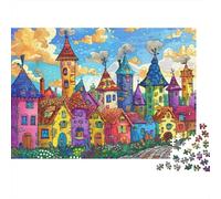 Puzzle da 1000 pezzi con un colorato e fantastico panorama urbano per adulti, gioco educativo, bellissima decorazione, difficile e stimolante, ideale come di compleanno per uomini e donne, 70x50 cm.
