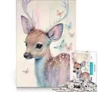 Puzzle da 1000 pezzi con un dolce cerbiatto e una farfalla Gioco interattivo divertente da fare in casa ideale come decorazione da scrivania 38x52cm