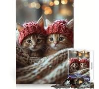 Puzzle da 1000 pezzi con un dolce gattino invernale per adulti, un gioco stimolante per la mente, un'opera d'arte da collezione 38x26cm