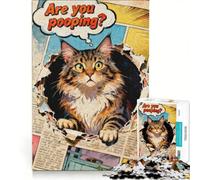Puzzle da 1000 pezzi con un gatto che irrompe attraverso una pagina di fumetto, gioco pratico, difficile, compleanno e Natale 50x75cm