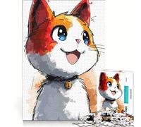 Puzzle da 1000 pezzi con un gatto felice, gioco educativo, decorazione perfetta, compleanno e Natale 38x52cm