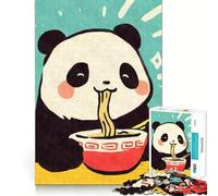 Puzzle da 1000 pezzi con un grande e simpatico panda che mangia ramen,bordi lisci,gioco di abilità mentale,divertimento,momenti di relax,regalo di compleanno,hobby (38x52cm)