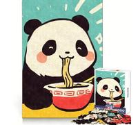 Puzzle da 1000 pezzi con un grande e simpatico panda che mangia ramen, ideale per adulti, per allenare la memoria, un passatempo rilassante e sicuro, perfetto come regalo stagionale (38x52cm)
