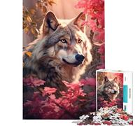 Puzzle da 1000 pezzi con un maestoso lupo rosa Impegnativo da completare ma divertente e spiritoso Giocattolo decorativo da parete per ragazzi dai 14 anni in su (38x26cm)