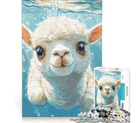 Puzzle da 1000 pezzi con un simpatico alpaca che nuota sott'acqua, gioco per tutta la famiglia, attività divertenti da fare in casa, compleanno e Natale 50x75cm