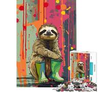 Puzzle da 1000 pezzi con un simpatico bradipo con gli stivali gioco educativo e coinvolgente per coltivare la pazienza l'arte l'analisi e la logica (dimensioni 38x52cm)