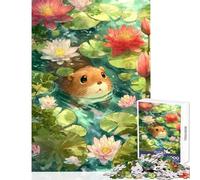 Puzzle da 1000 pezzi con un simpatico castoro nello stagno delle ninfee Gioco interattivo sfida impegnativa decorazione per la casa giocattolo difficile da completare (75x50cm)