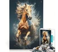 Puzzle da 1000 pezzi con un simpatico cavallo da corsa selvaggio marrone, giocattolo educativo, stimolante da completare, compleanno e Natale, 38x26cm
