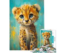 Puzzle da 1000 pezzi con un simpatico cucciolo di ghepardo gioco educativo e stimolante per tutta la famiglia ideale per migliorare la memoria e come regalo (dimensioni 38x52cm)