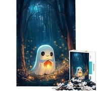 Puzzle da 1000 pezzi con un simpatico fantasma di Halloween nella foresta Difficile e stimolante con elementi di analisi e logica Giocattolo fai-da-te per ragazzi dai 14 anni in su (38x26cm)
