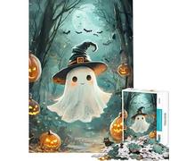 Puzzle da 1000 pezzi con un simpatico fantasma di Halloween nella foresta gioco interattivo ed educativo ideale come regalo per il Secret Santa o come decorazione (dimensioni 50x75cm)