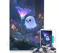 Puzzle da 1000 pezzi con un simpatico fantasma e un fiore nella foresta, gioco rilassante, antistress intellettuale, collezione d'artista, belle arti 38x52cm