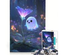 Puzzle da 1000 pezzi con un simpatico fantasma e un fiore nella foresta, gioco rilassante, antistress intellettuale, collezione d'artista, belle arti 38x26cm