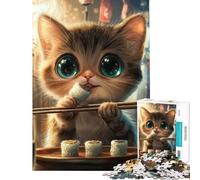 Puzzle da 1000 pezzi con un simpatico gatto che mangia sushi Aiuta ad allenare la mente allevia lo stress ed è un gioco pratico adatto a persone dai 14 anni in su (50x75cm)