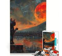 Puzzle da 1000 pezzi con un simpatico gatto nero a Parigi, gioco per tutta la famiglia, attività divertenti da fare a casa, compleanno e Natale 38x26cm