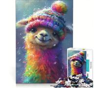 Puzzle da 1000 pezzi con un simpatico lama che ride, gioco per tutta la famiglia, attività divertenti da fare in casa, compleanno e Natale 50x75cm