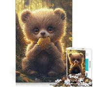 Puzzle da 1000 pezzi con un simpatico orsetto di miele, gioco rilassante, antistress intellettuale, collezione d'artista, belle arti 38x26cm