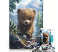 Puzzle da 1000 pezzi con un simpatico orsetto tra le montagne, gioco rompicapo, rilassante e stimolante per l'intelletto, regalo di compleanno, regalo 38x26cm