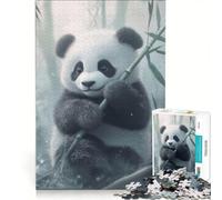 Puzzle da 1000 pezzi con un simpatico panda e un germoglio di bambù, decorazione da parete, attività divertenti per la casa, collezione d'artista, belle arti 50x75cm